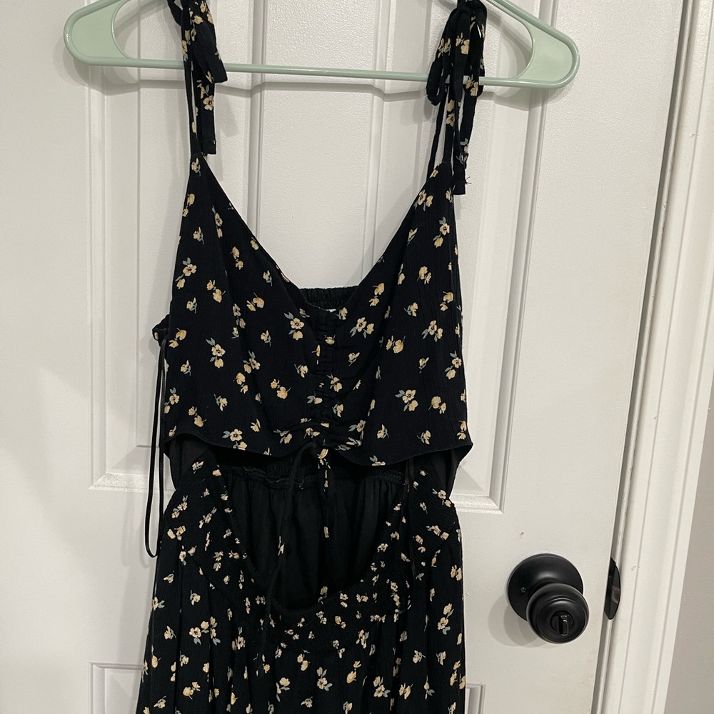 Hollister Black Dress with Yellow Floral Print